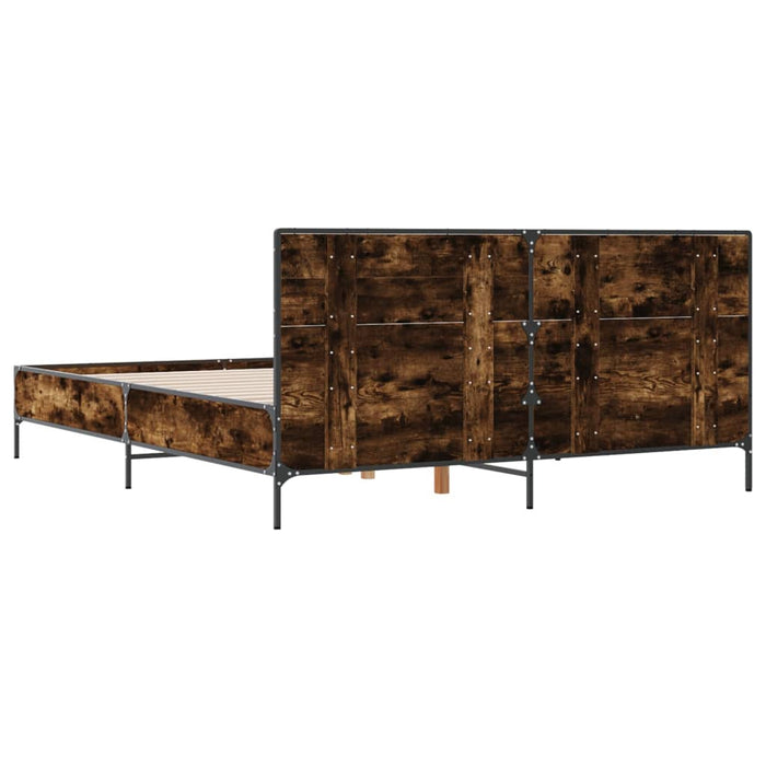 Cadru de pat, stejar afumat 140x190 cm lemn prelucrat și metal WALTI
