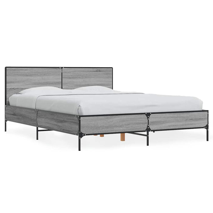 Cadru de pat, gri sonoma, 140x190 cm, lemn prelucrat și metal - WALTI WALTI