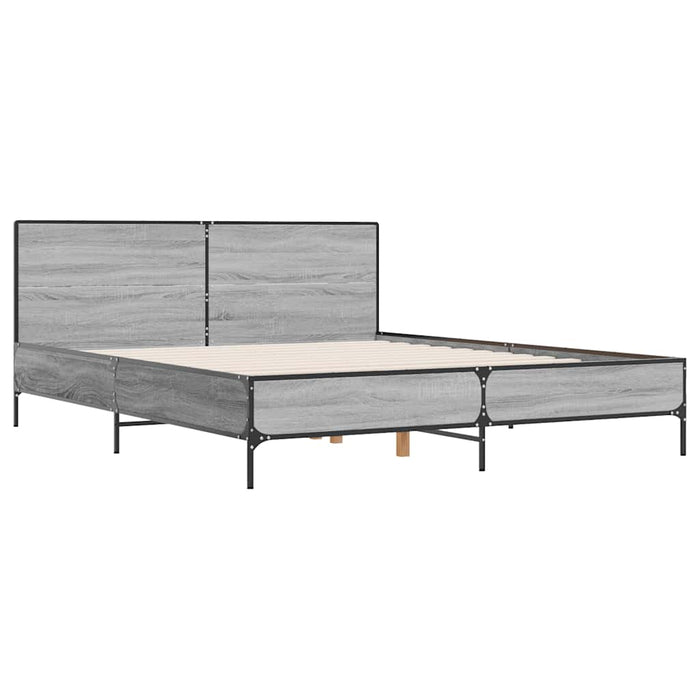 Cadru de pat, gri sonoma, 140x190 cm, lemn prelucrat și metal - WALTI WALTI