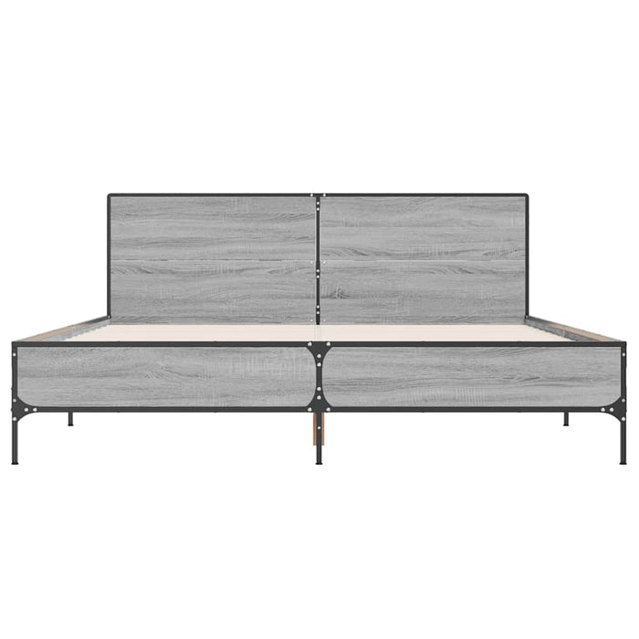 Cadru de pat, gri sonoma, 140x190 cm, lemn prelucrat și metal - WALTI WALTI