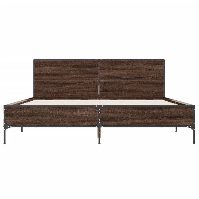 Cadru de pat, stejar maro, 140x190 cm, lemn prelucrat și metal WALTI