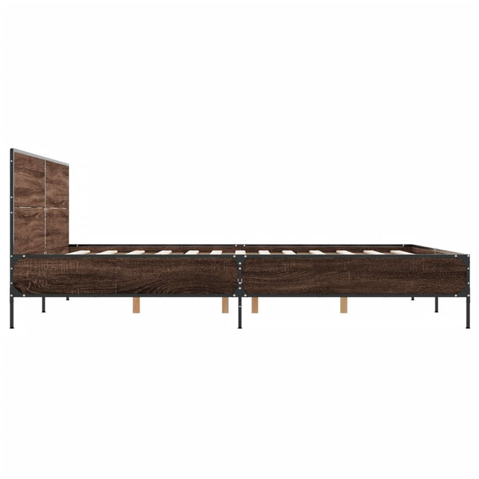 Cadru de pat, stejar maro, 140x190 cm, lemn prelucrat și metal WALTI