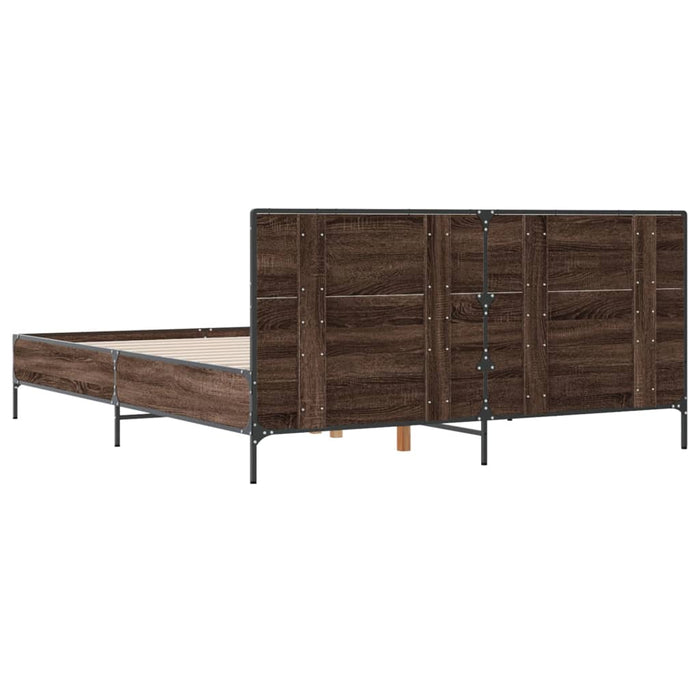Cadru de pat, stejar maro, 140x190 cm, lemn prelucrat și metal WALTI