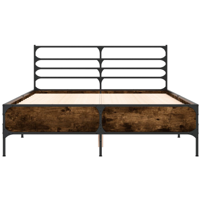 Cadru de pat, stejar fumuriu 140x200 cm lemn prelucrat și metal - WALTI WALTI