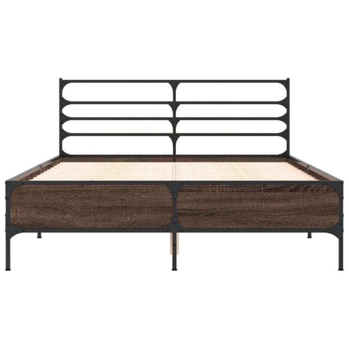 Cadru de pat, stejar maro, 140x200 cm, lemn prelucrat și metal - WALTI WALTI