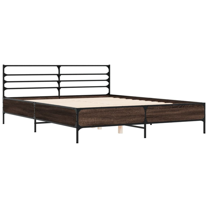 Cadru de pat, stejar fumuriu 150x200 cm lemn prelucrat și metal - WALTI WALTI