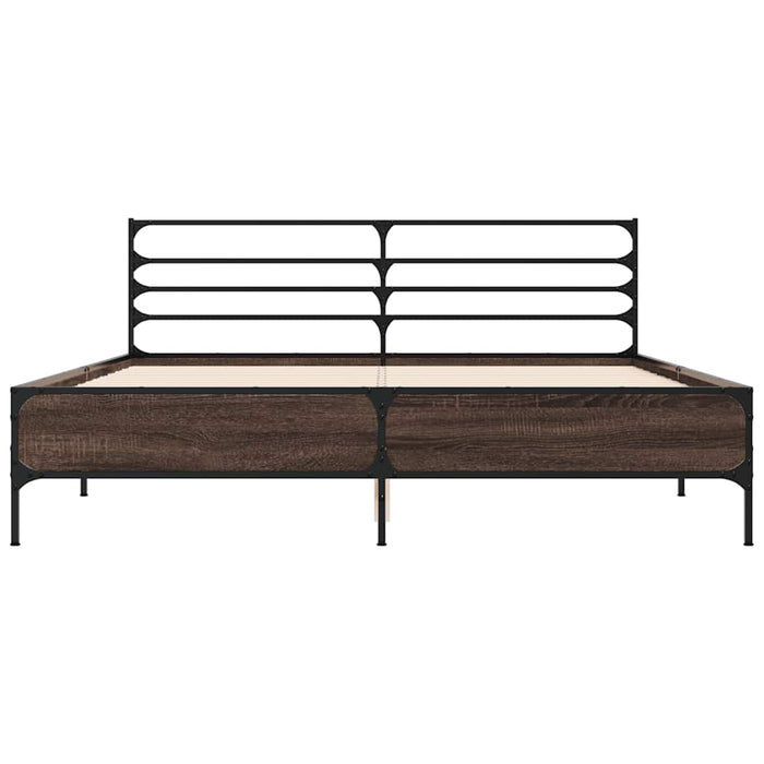 Cadru de pat, stejar fumuriu 150x200 cm lemn prelucrat și metal - WALTI WALTI
