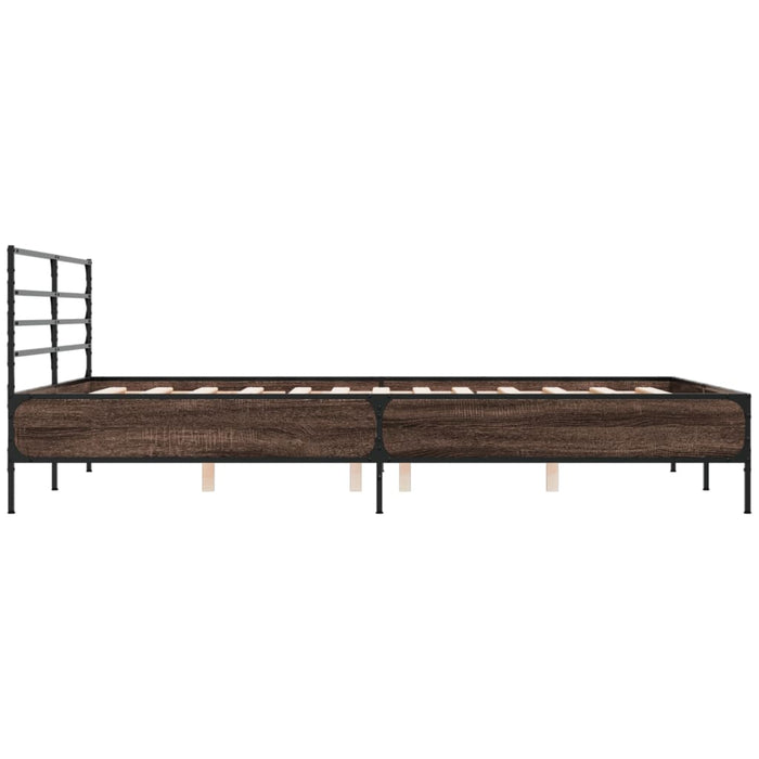Cadru de pat, stejar fumuriu 150x200 cm lemn prelucrat și metal - WALTI WALTI