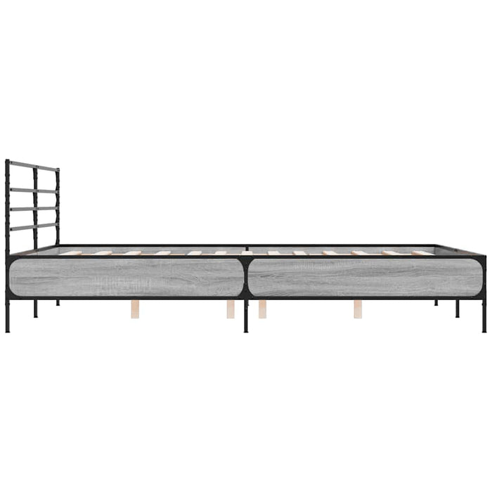 Cadru de pat, gri sonoma, 150x200 cm, lemn prelucrat și metal - WALTI WALTI