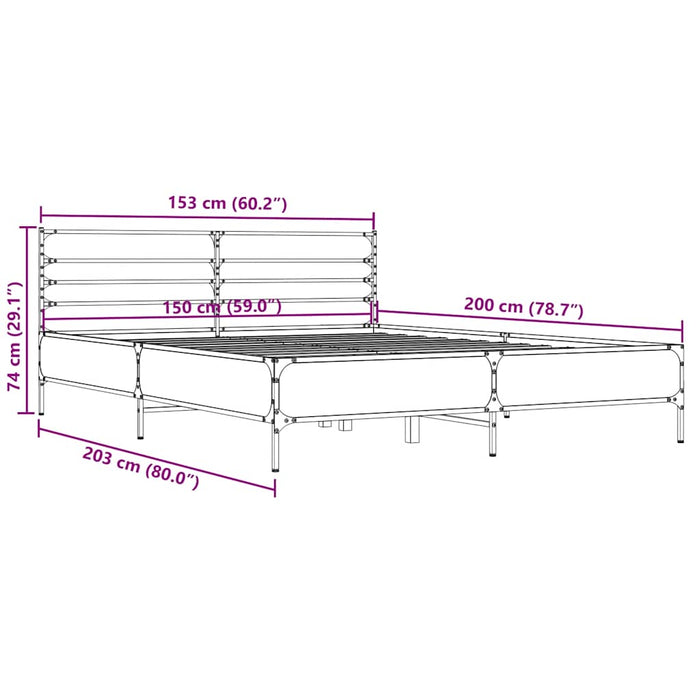 Cadru de pat, gri sonoma, 150x200 cm, lemn prelucrat și metal - WALTI WALTI