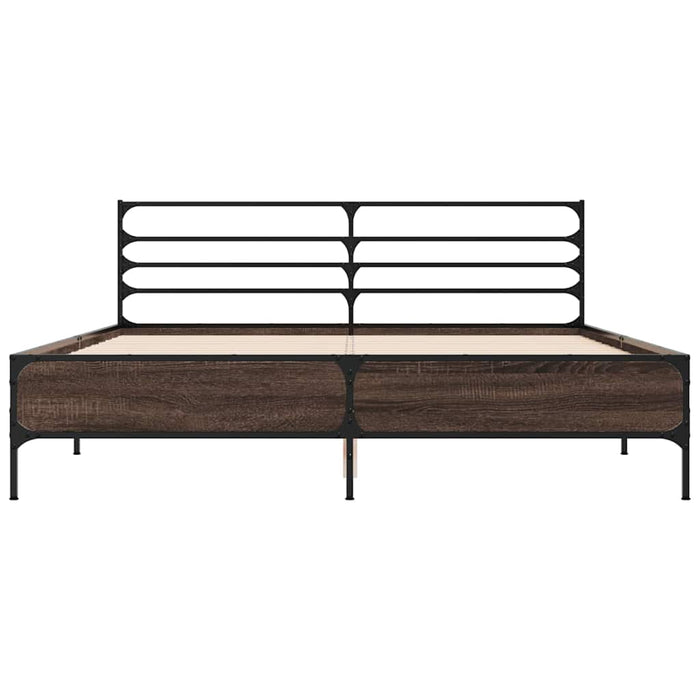 Cadru de pat, stejar maro, 150x200 cm, lemn prelucrat și metal - WALTI WALTI