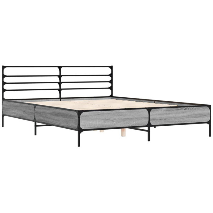 Cadru de pat, gri sonoma, 160x200 cm, lemn prelucrat și metal WALTI