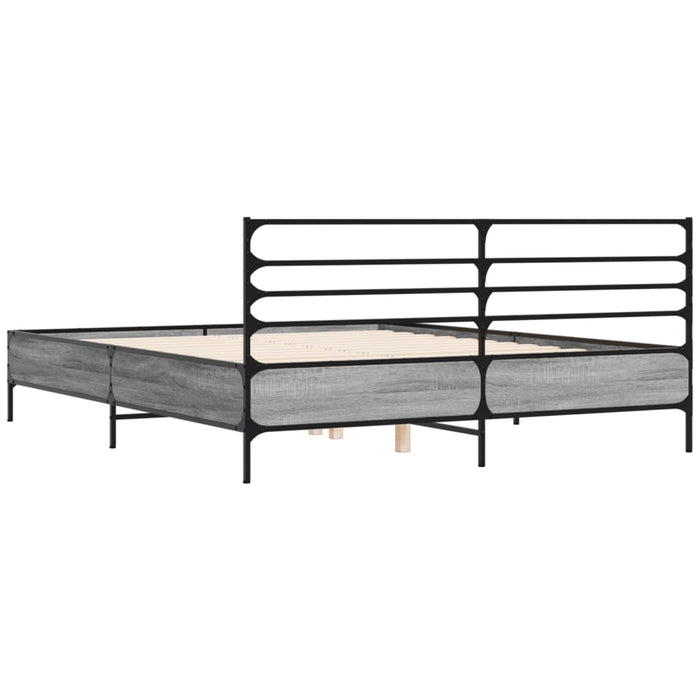 Cadru de pat, gri sonoma, 160x200 cm, lemn prelucrat și metal WALTI
