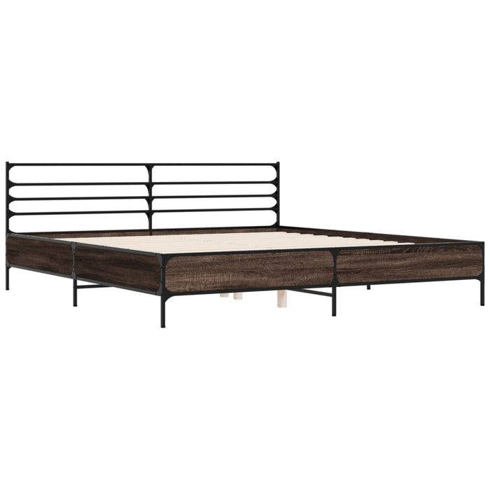 Cadru de pat, stejar maro, 180x200 cm, lemn prelucrat și metal WALTI