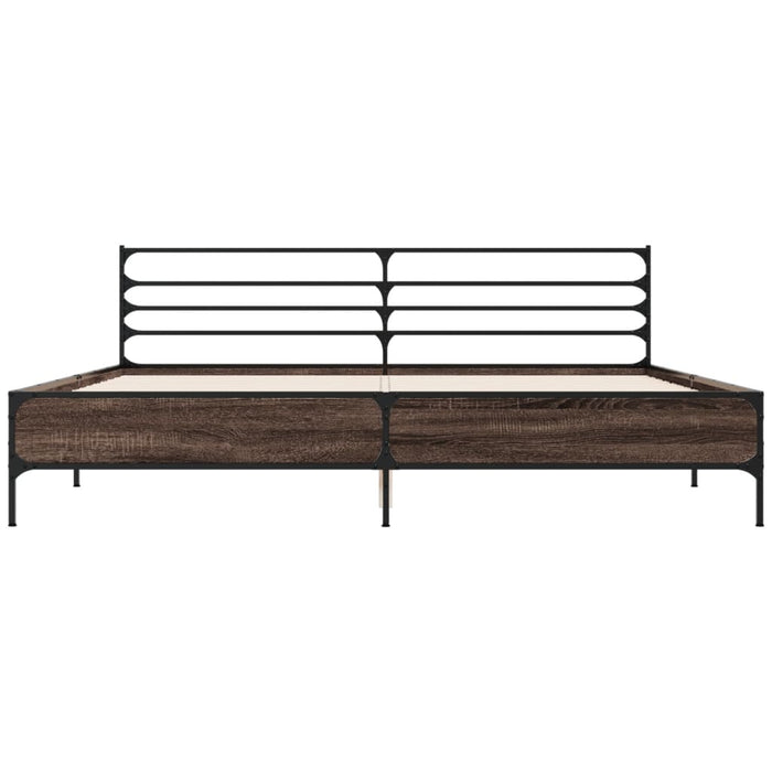 Cadru de pat, stejar maro, 180x200 cm, lemn prelucrat și metal WALTI