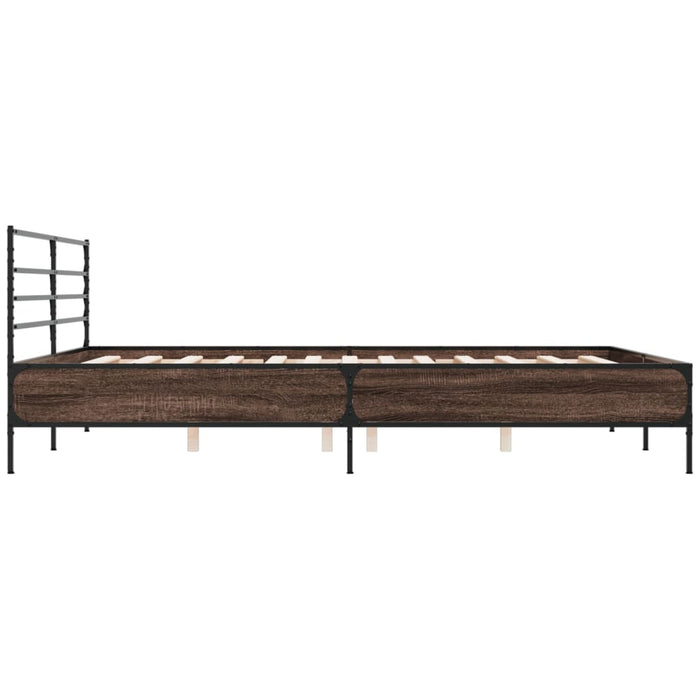 Cadru de pat, stejar maro, 180x200 cm, lemn prelucrat și metal WALTI