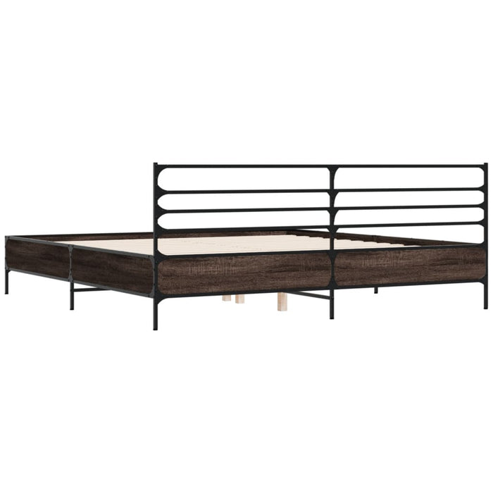 Cadru de pat, stejar maro, 180x200 cm, lemn prelucrat și metal WALTI