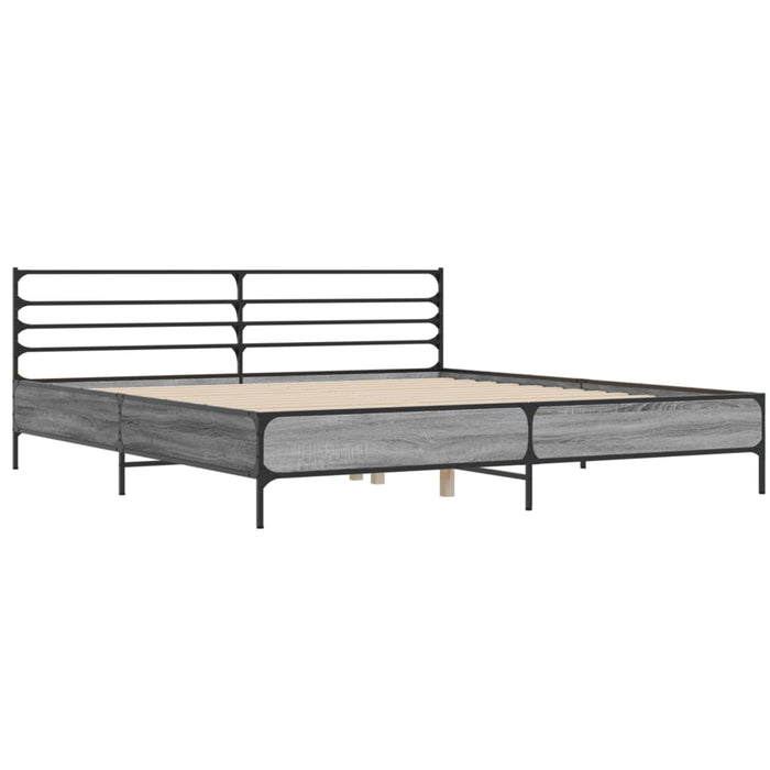 Cadru de pat, gri sonoma, 200x200 cm, lemn prelucrat și metal - WALTI WALTI