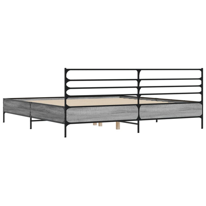 Cadru de pat, gri sonoma, 200x200 cm, lemn prelucrat și metal - WALTI WALTI