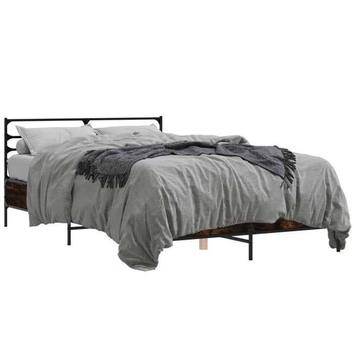 Cadru de pat, stejar afumat 120x190 cm lemn prelucrat și metal WALTI