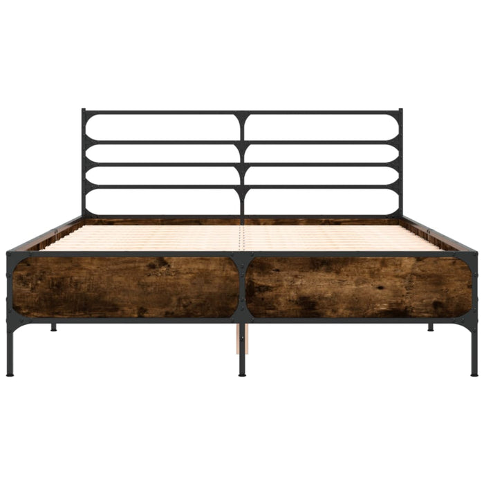 Cadru de pat, stejar afumat 120x190 cm lemn prelucrat și metal WALTI