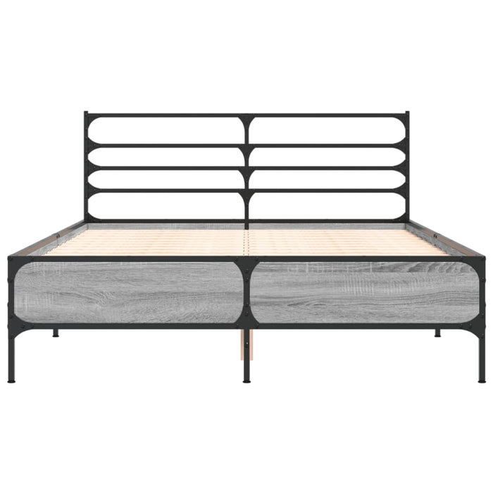 Cadru de pat, gri sonoma, 120x190 cm, lemn prelucrat și metal WALTI