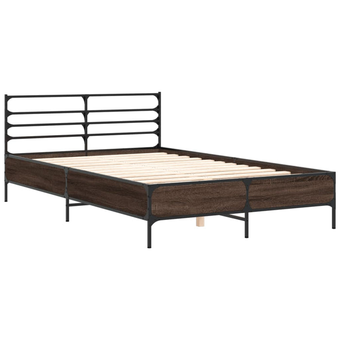 Cadru de pat, stejar maro, 120x190 cm, lemn prelucrat și metal WALTI