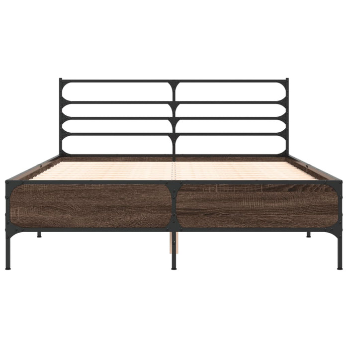 Cadru de pat, stejar maro, 120x190 cm, lemn prelucrat și metal WALTI