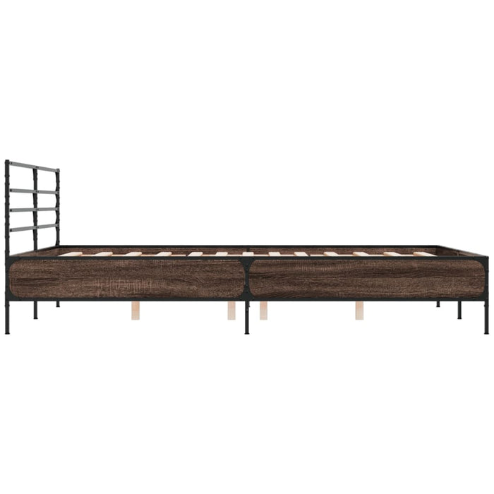Cadru de pat, stejar maro, 120x190 cm, lemn prelucrat și metal WALTI