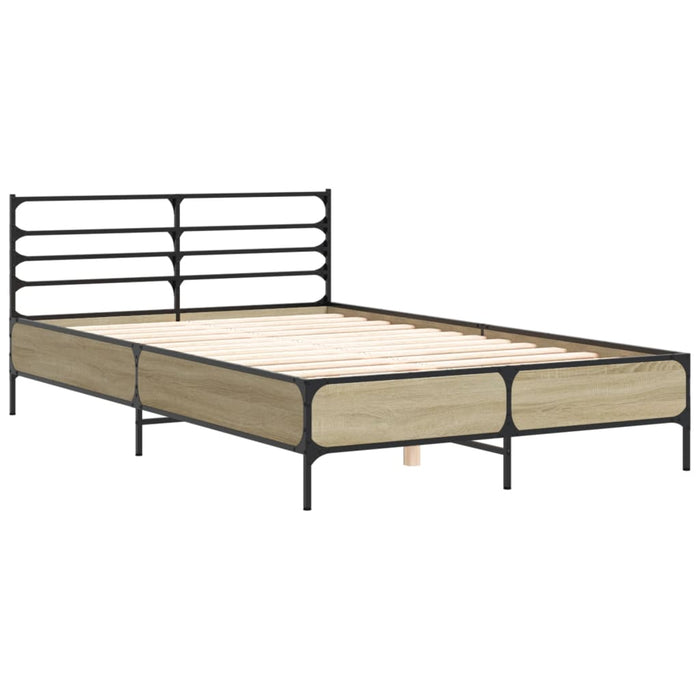 Cadru de pat, stejar sonoma, 135x190cm, lemn prelucrat și metal WALTI