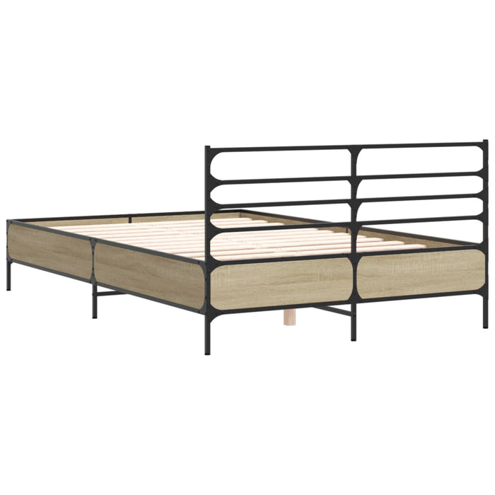 Cadru de pat, stejar sonoma, 135x190cm, lemn prelucrat și metal WALTI
