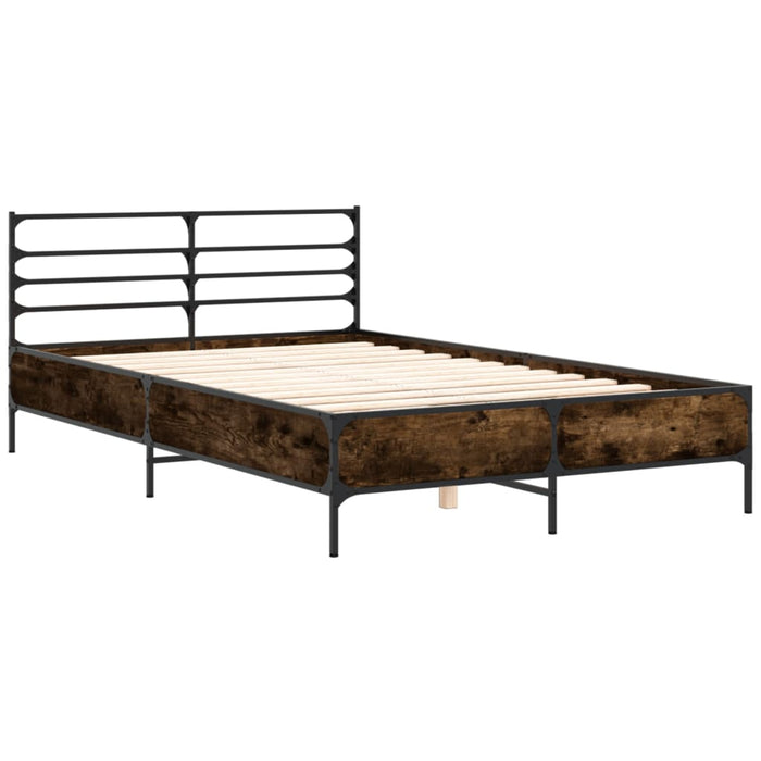 Cadru de pat, stejar afumat 135x190 cm lemn prelucrat și metal WALTI