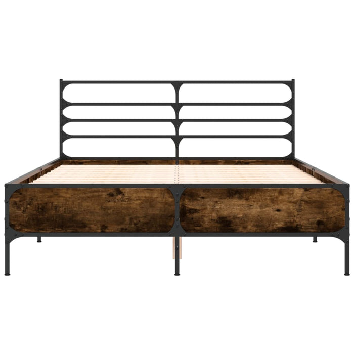 Cadru de pat, stejar afumat 135x190 cm lemn prelucrat și metal WALTI