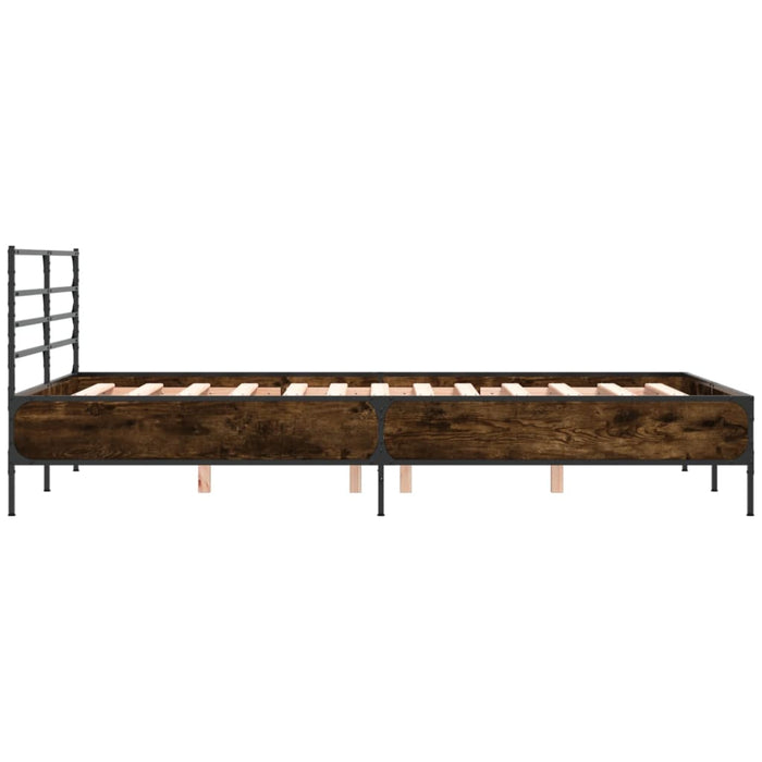 Cadru de pat, stejar afumat 135x190 cm lemn prelucrat și metal WALTI
