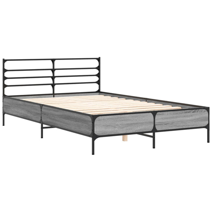 Cadru de pat, gri sonoma, 135x190 cm, lemn prelucrat și metal WALTI