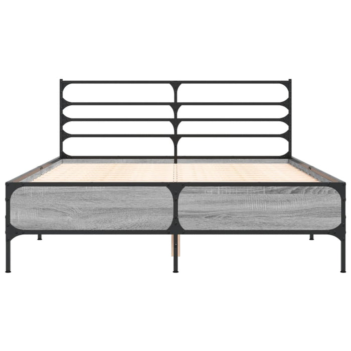 Cadru de pat, gri sonoma, 135x190 cm, lemn prelucrat și metal WALTI