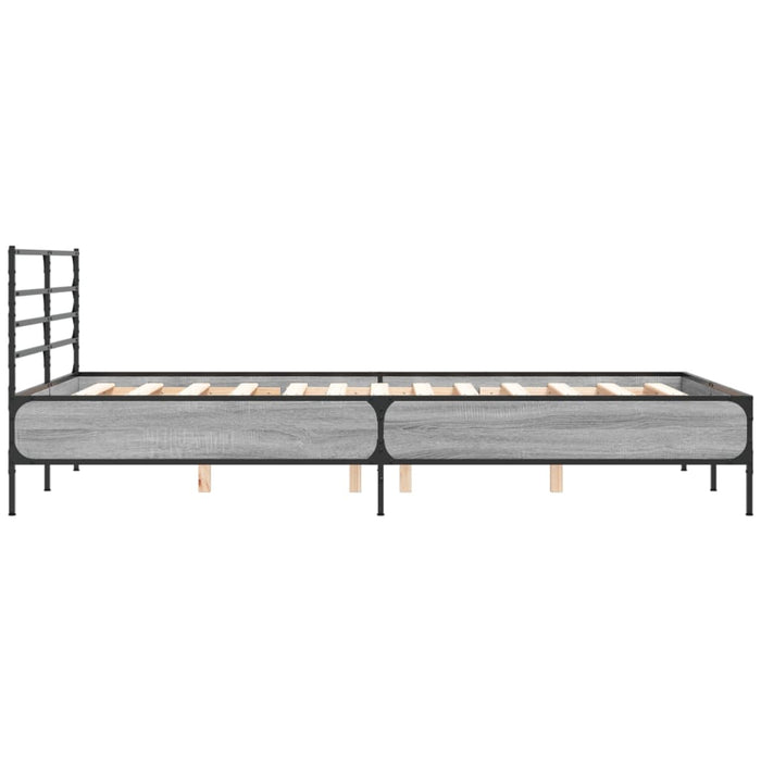 Cadru de pat, gri sonoma, 135x190 cm, lemn prelucrat și metal WALTI