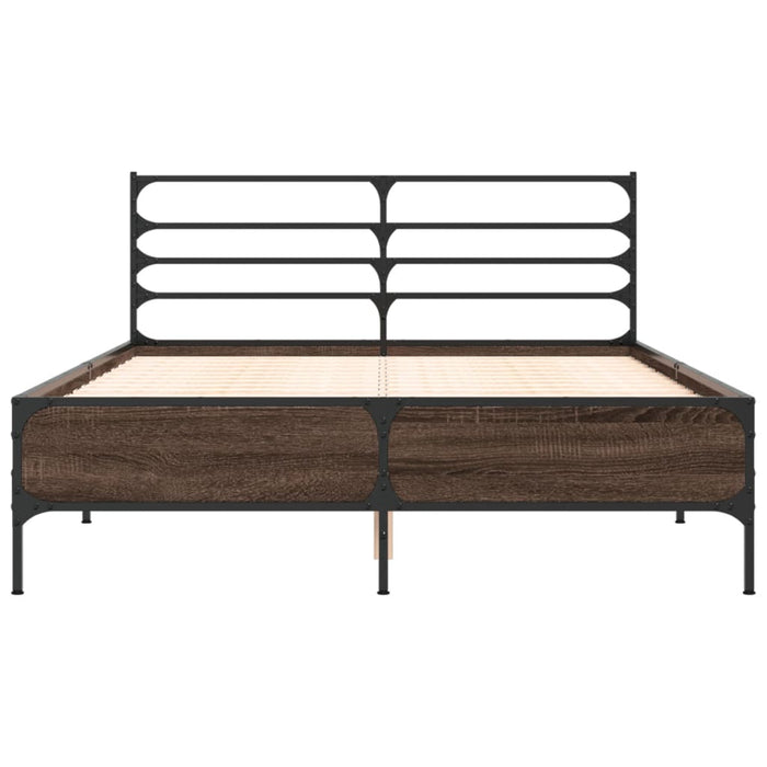 Cadru de pat, stejar maro, 135x190 cm, lemn prelucrat și metal - WALTI WALTI