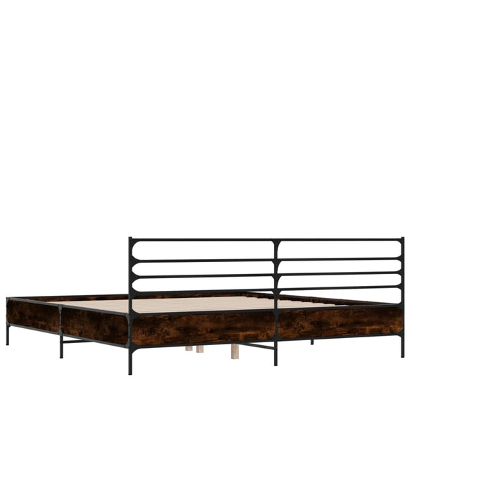 Cadru de pat, stejar maro, 135x190 cm, lemn prelucrat și metal - WALTI WALTI
