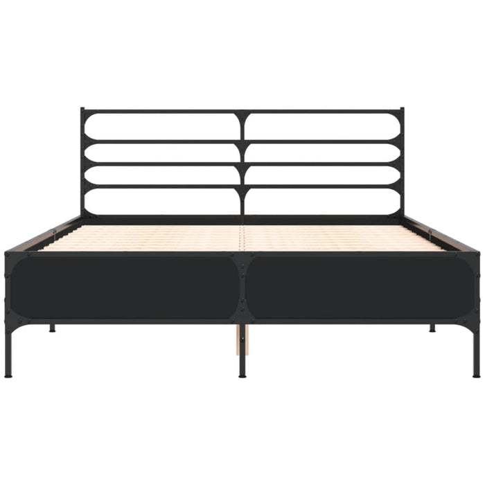 Cadru de pat, negru, 140x190 cm, lemn prelucrat și metal WALTI