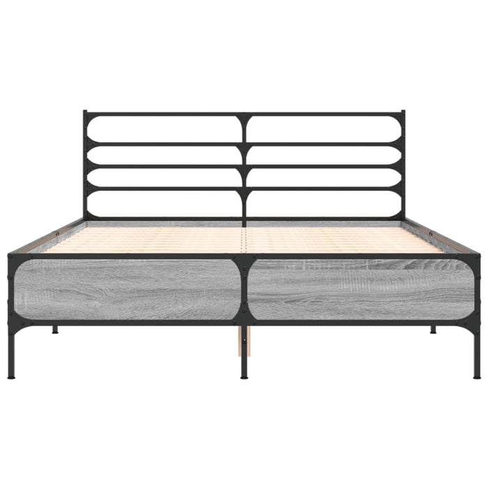 Cadru de pat, gri sonoma, 140x190 cm, lemn prelucrat și metal - WALTI WALTI
