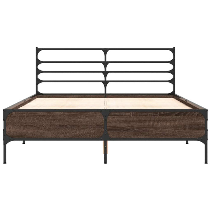 Cadru de pat, stejar maro, 140x190 cm, lemn prelucrat și metal - WALTI WALTI