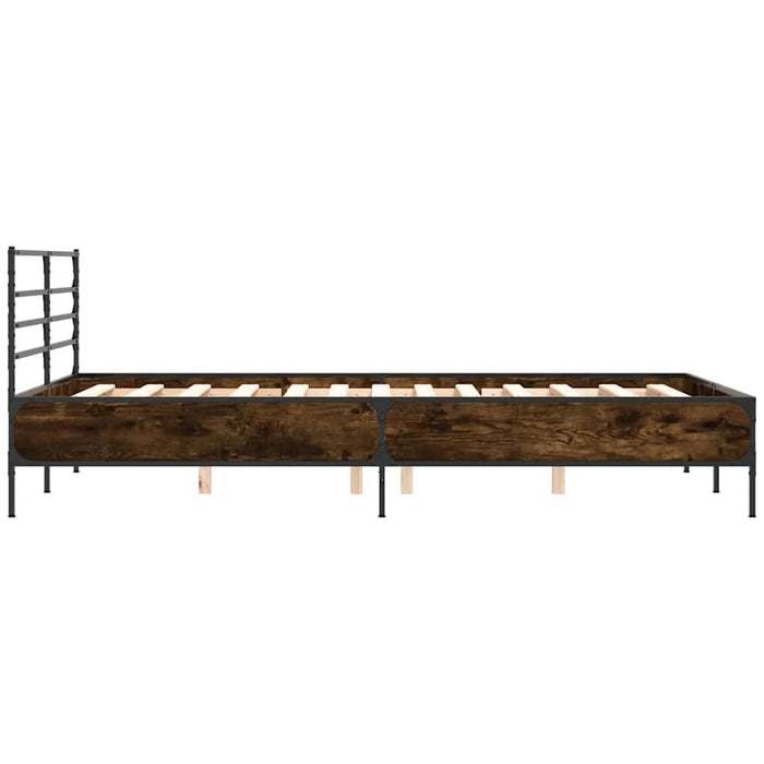 Cadru de pat, stejar maro, 140x190 cm, lemn prelucrat și metal - WALTI WALTI