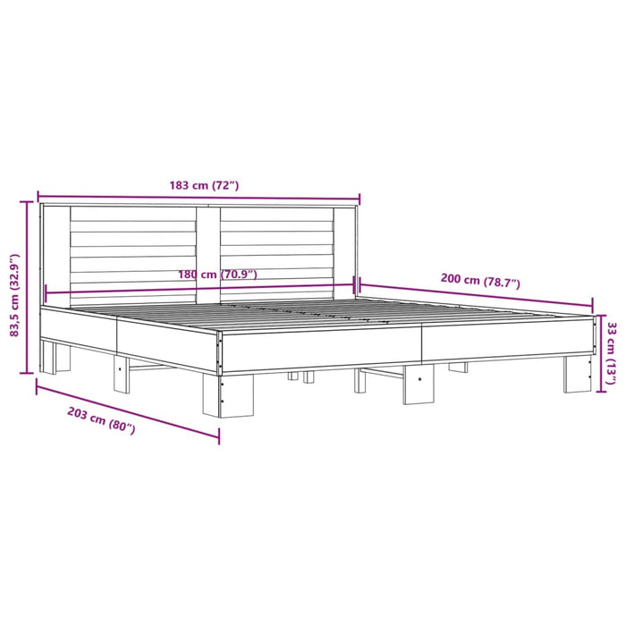 Cadru de pat negru 180x200 cm din lemn prelucrat și metal - WALTI WALTI