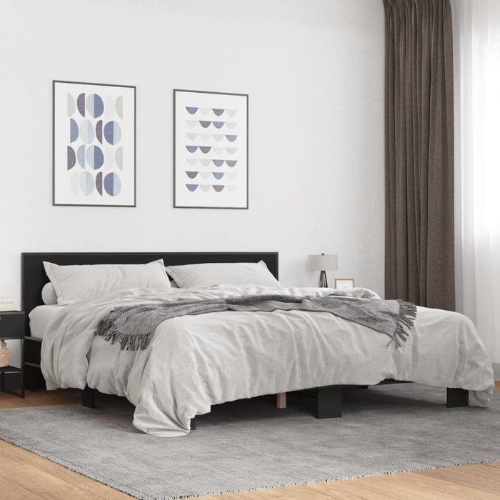 Cadru de pat negru 180x200 cm din lemn prelucrat și metal - WALTI WALTI