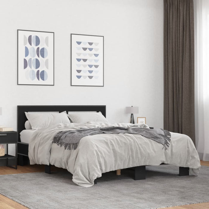 Cadru de pat, negru, 140x200 cm, lemn prelucrat și metal - WALTI WALTI