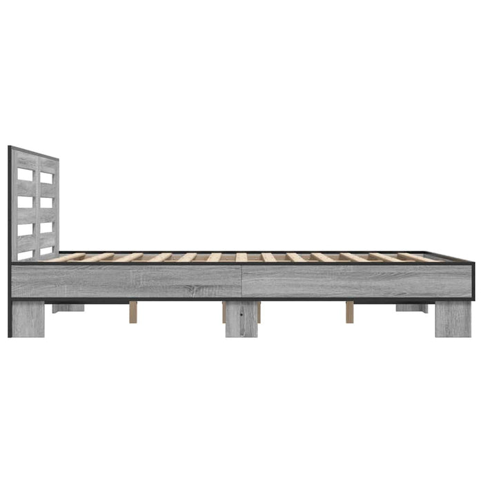 Cadru de pat, gri sonoma, 140x200 cm, lemn prelucrat și metal - WALTI WALTI