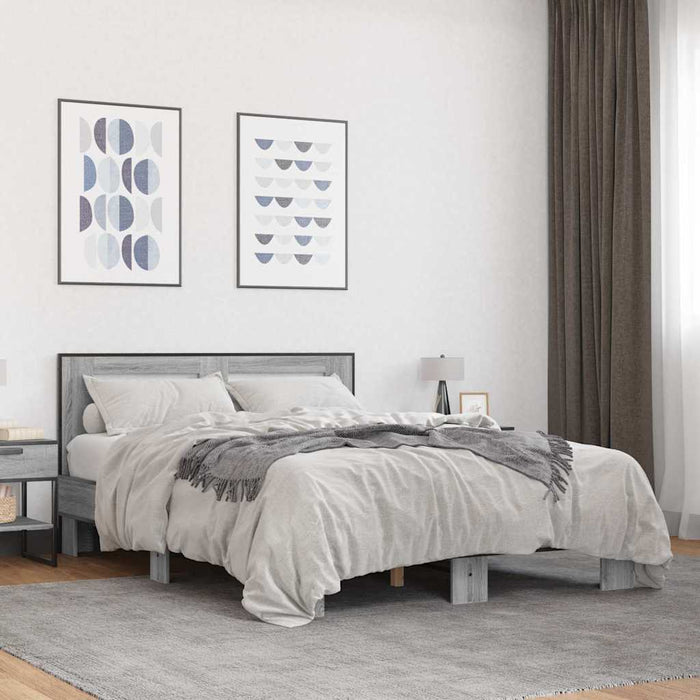 Cadru de pat, gri sonoma, 140x200 cm, lemn prelucrat și metal - WALTI WALTI