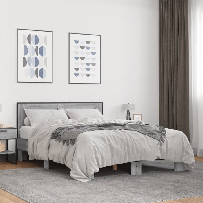 Cadru de pat, gri sonoma, 120x200 cm, lemn prelucrat și metal - WALTI WALTI