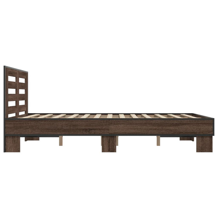 Cadru de pat, stejar maro, 140x190 cm, lemn prelucrat și metal WALTI